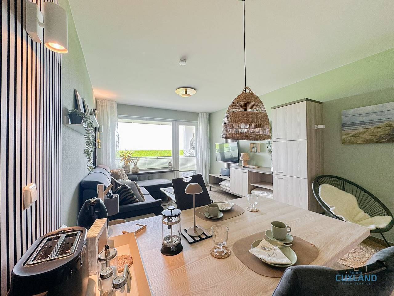 Ganze Wohnung, Ferienapartment Hyggezeit in Cuxhaven mit überdachtem Balkon und Meerblick in Döse, Cuxhaven