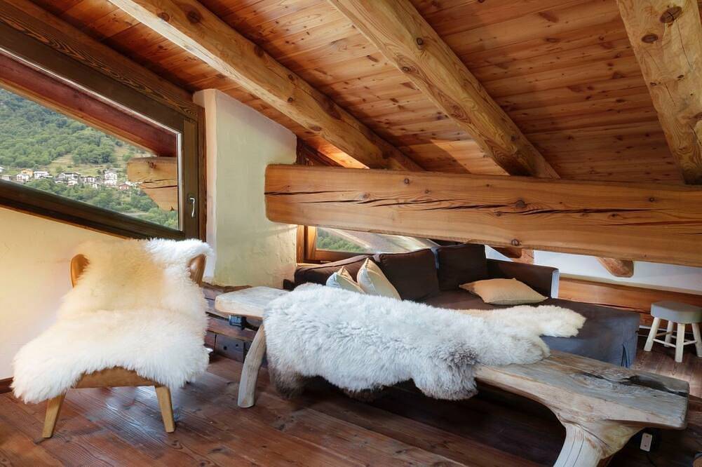 Characteristic rustic-style rascard in an panoramic hamlet with Matterhorn view in Breuil-Cervinia, Valtournenche