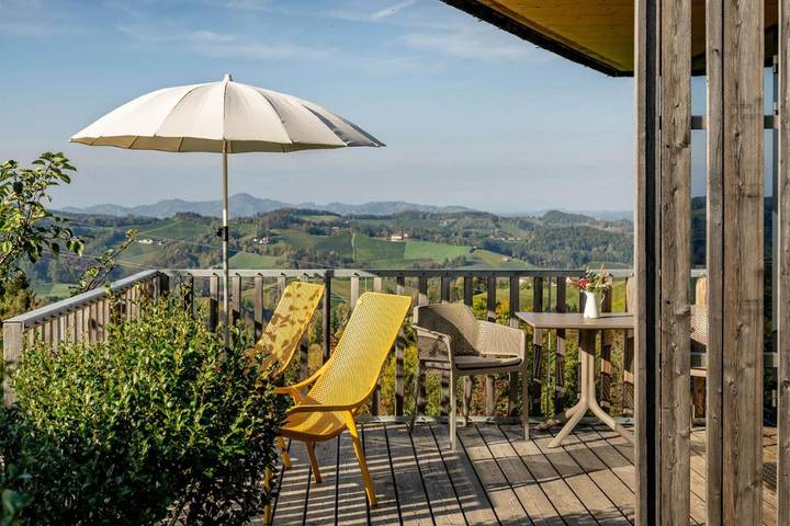 Lodge für 4 Personen, mit Garten und Ausblick sowie Sauna