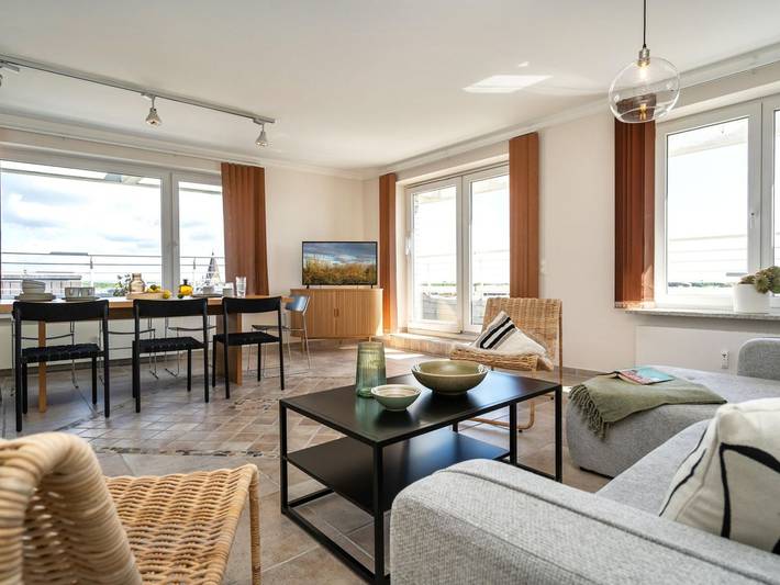 Ganze Ferienwohnung, Penthouse F23 - Penthouse für 7 Pers. mit einzigartigem Blick über Sylt, Terrasse, Stellplatz. in Westerland, Sylt (Gemeinde)