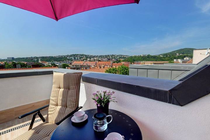 Vakantieappartement voor 3 personen, met terras en uitzicht in Boedapest