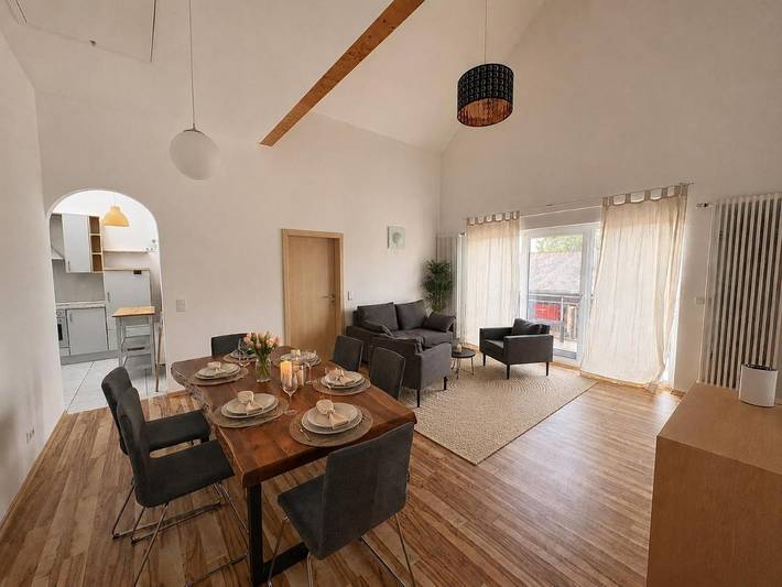 Ferienwohnung für 3 Personen, mit Balkon und Garten sowie Ausblick