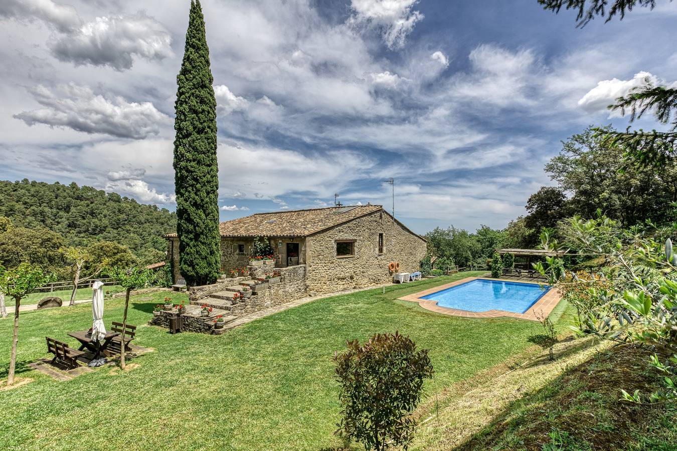 Ferienhaus 'Can Soler De Merlant I' mit Bergblick, Gemeinschaftspool und Wlan in Porqueres, Pla de l'Estany