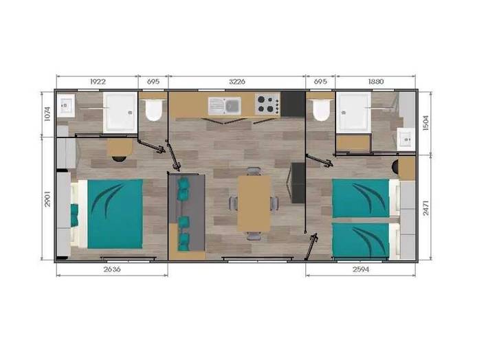 Mobil home pour 6 personnes, avec jacuzzi ainsi que bassin pour enfant et sauna à Apremont - 4