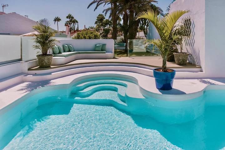Ferienhaus mit Meerblick für 6 Personen, mit Ausblick und Garten sowie Pool, mit Haustier in Playa del Inglés