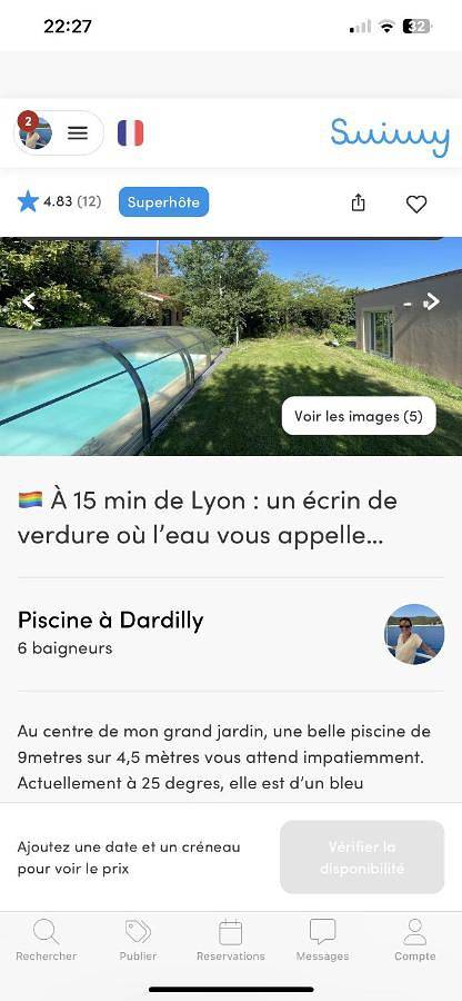 Location de vacances pour 2 personnes, avec piscine et jardin à Dardilly - 3