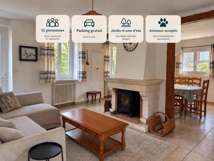Location de vacances pour 12 personnes, avec Terrasse et Jardin dans Breuilpont
