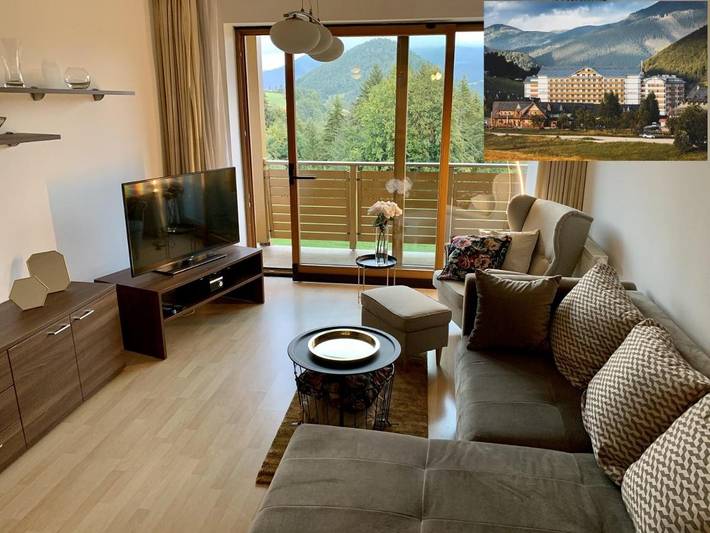 Apartament wakacyjny dla 5 osób, z Balkon i Taras oraz Ogród i Widok w Donovaly