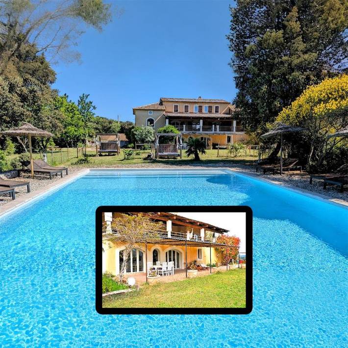 Appartement de vacances pour 5 personnes, avec jardin ainsi que piscine et vue