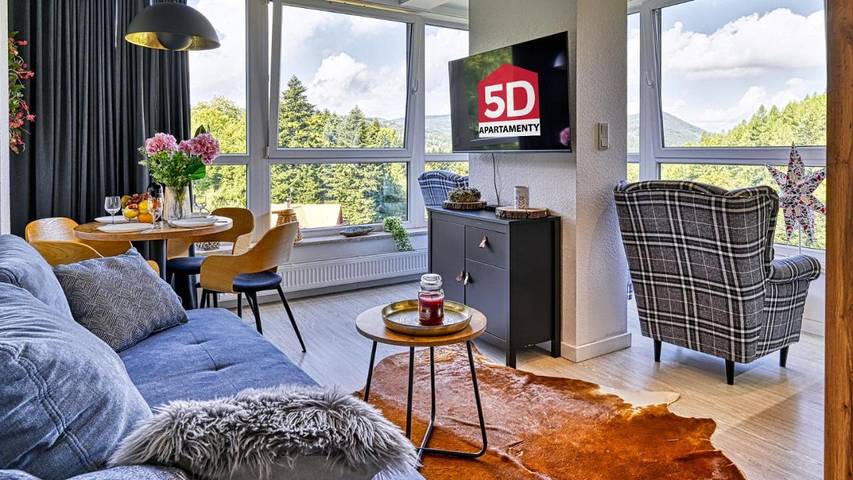 Apartament wakacyjny dla 5 osób, z widok i sauna, zwierzęta dozwolone w Porąbka