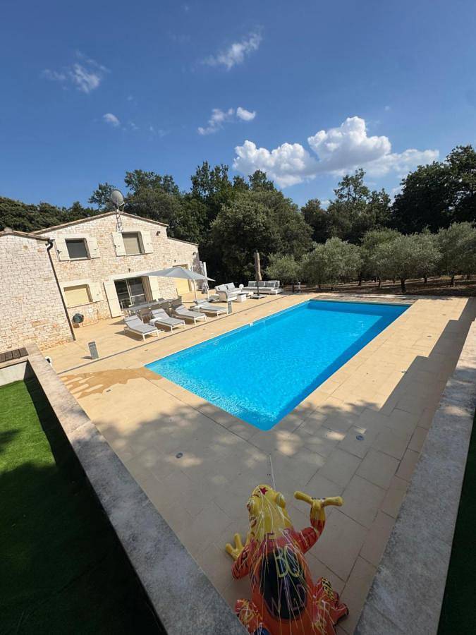 Location de vacances pour 10 personnes, avec terrasse ainsi que vue et piscine à Mornas
