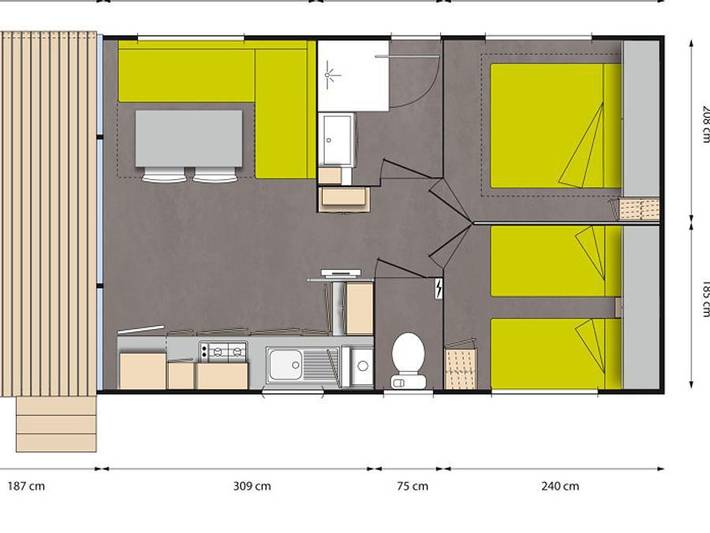 Flower Camping Le Lac De Thesauque - Mobilheim 4 personen - Komfort in Montgeard, Lauragais
