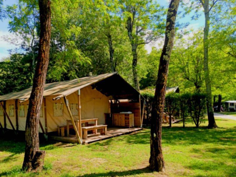 Camping La Digue - Canvas and wooden tent 6 persons - Lodge Tent in Chauzon, Ardèche