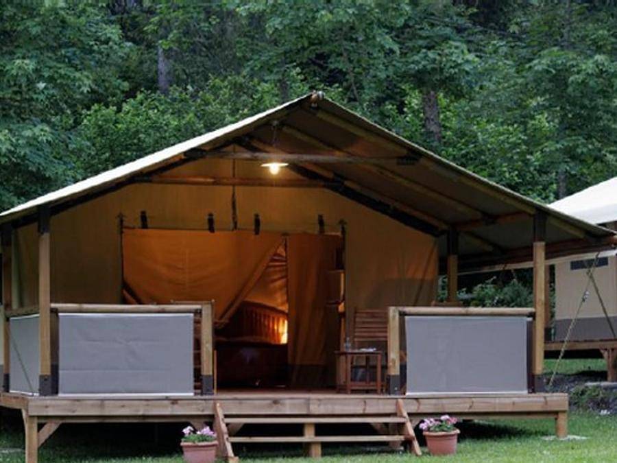 Camping Lou Cabasson - Chalet 2 personen - la Favière - overdekt terras, foto 12