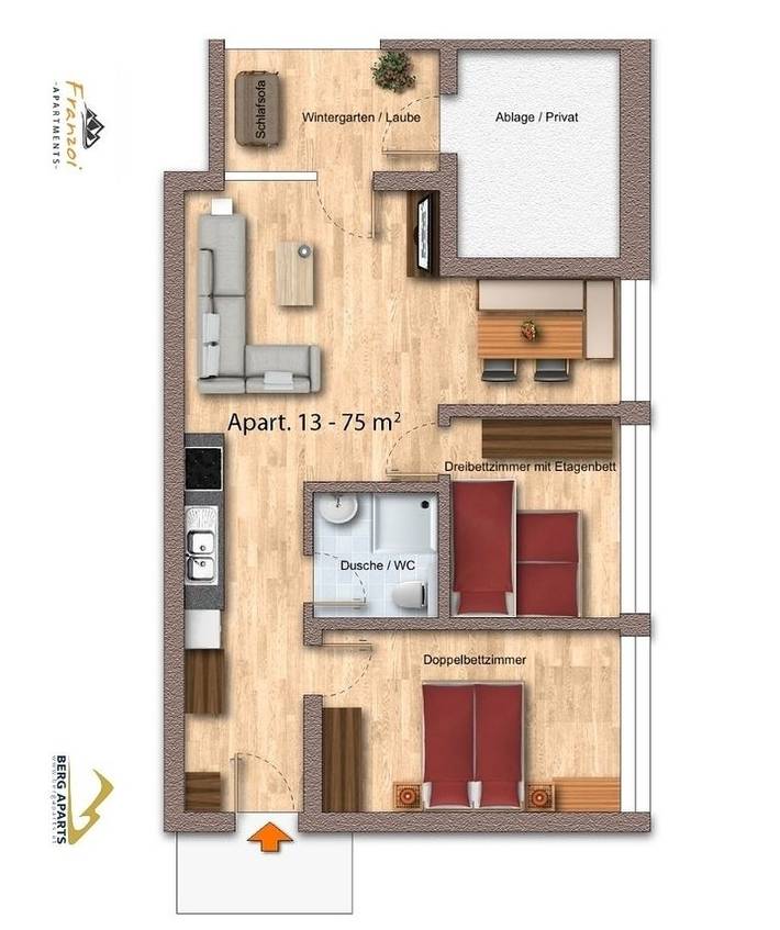 Ferienwohnung für 6 Personen, mit Terrasse und Ausblick in Fontanella - 2