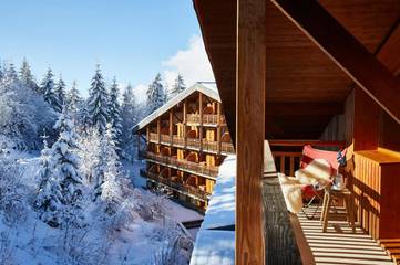 Appart’hôtel pour 2 personnes, avec balcon et sauna ainsi que piscine et jacuzzi, adapté aux familles à Megève