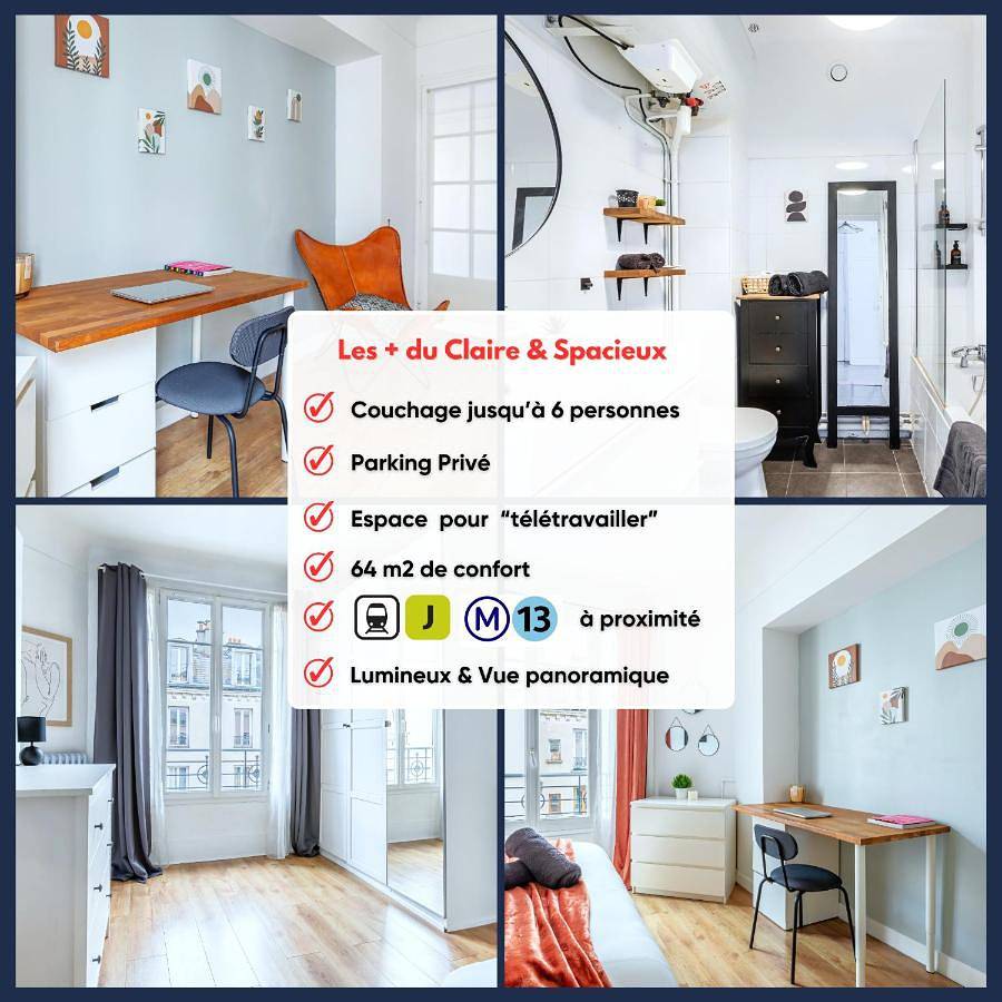Appartement entier, Le Clair & Spacieux - Parking - 15 min Paris in Bois-Colombes, Hauts-de-Seine