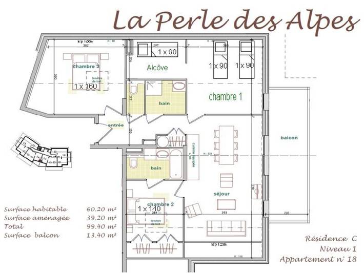 Ganze Wohnung, Geräumige 4-Zimmer-Wohnung mit Parkplatz nahe Les Saisies in Villard-sur-Doron, Albertville und Umgebung