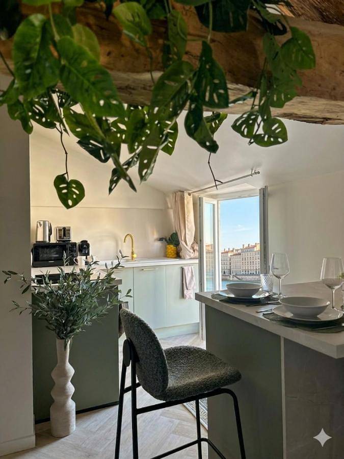 Gîte pour 4 personnes, avec Balcon ainsi que Terrasse et Vue à Saint-Laurent-sur-Saône