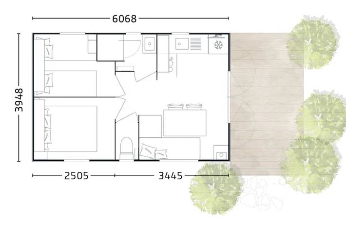 Mobil home pour 4 personnes, avec bassin pour enfant et sauna à Pouldreuzic - 3