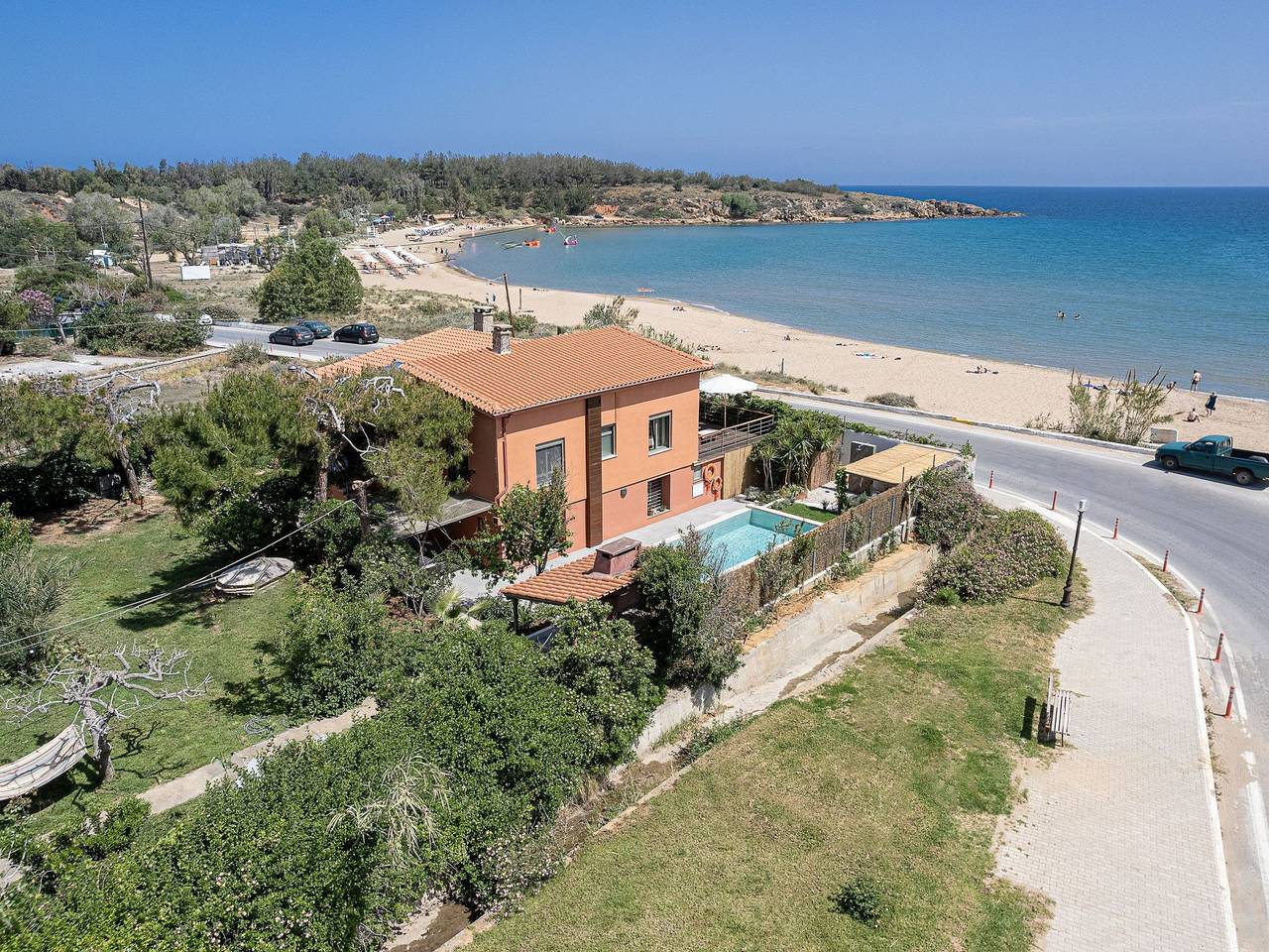Am Strand mit Pool für eine oder zwei Familien in Daratsos, Chania en omgeving