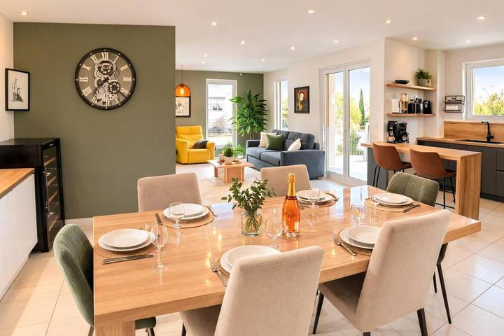 Villa pour 6 personnes, avec vue ainsi que vue sur le lac et jardin