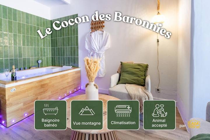 Gîte pour 2 personnes, avec Jacuzzi ainsi que Terrasse et Vue à Séderon