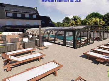 Chalet pour 2 personnes, avec bassin pour enfant et piscine dans le Finistère