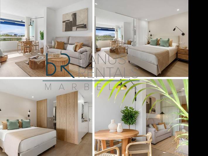 Holiday apartment for 2 people, with pool and terrace as well as ocean view and garden in Puerto Banús