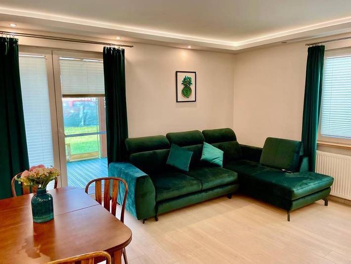 Apartament wakacyjny dla 5 osób, z Balkon i Taras oraz Ogród i Widok w Zieleniewo