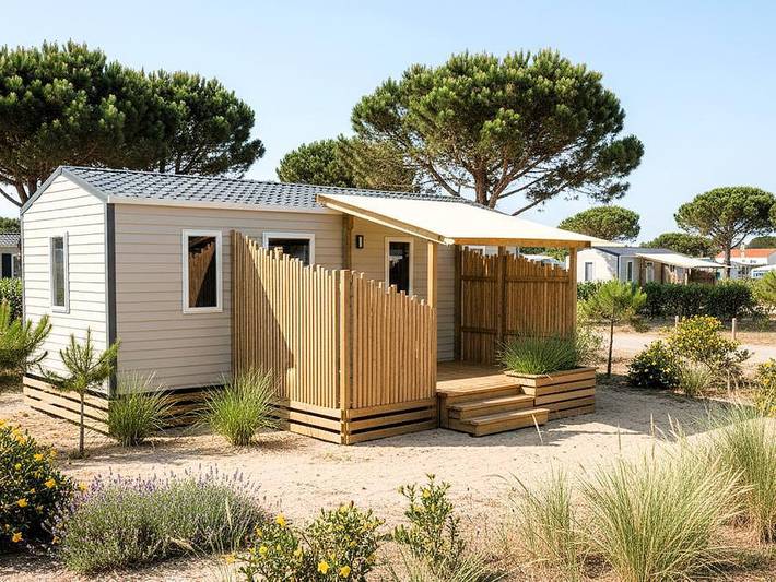 Mobil home pour 4 personnes, avec bassin pour enfant dans Plage Du Gros Jonc Le Bois Plage En Re - 2