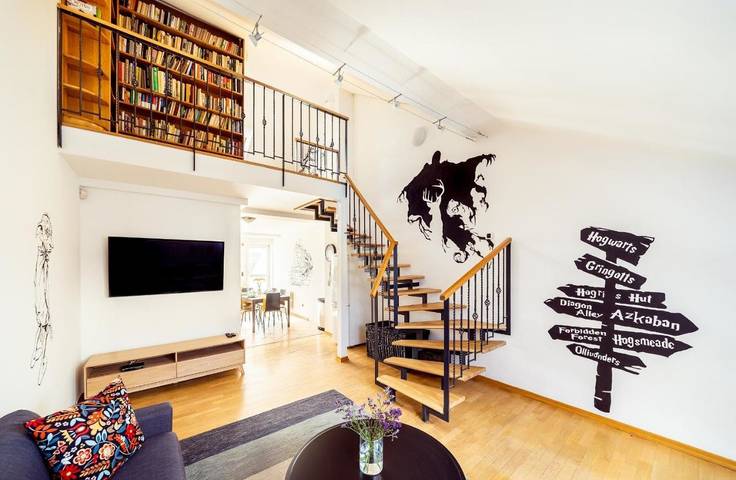 Loft dla 10 osób, z widok i taras w Praga
