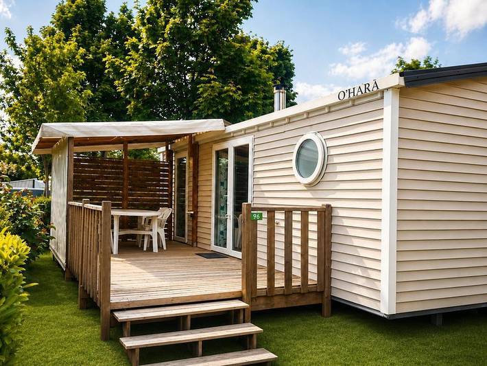 Camping Sites et Paysages - Camping de la Baie - Mobilheim 4 personen - Premium 2 ch. - Überdachte Terrasse - 30 m2 in Pendé, Abbeville und Umgebung