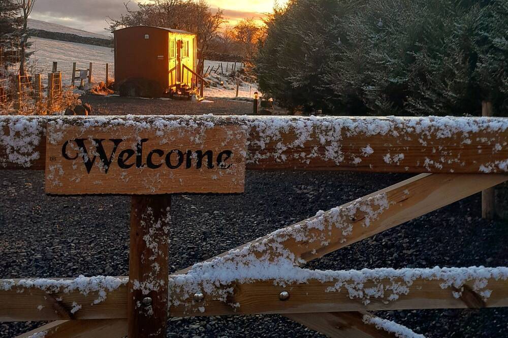 Croft head Shepherd's hut on traditional Lakeland farm in Lake District