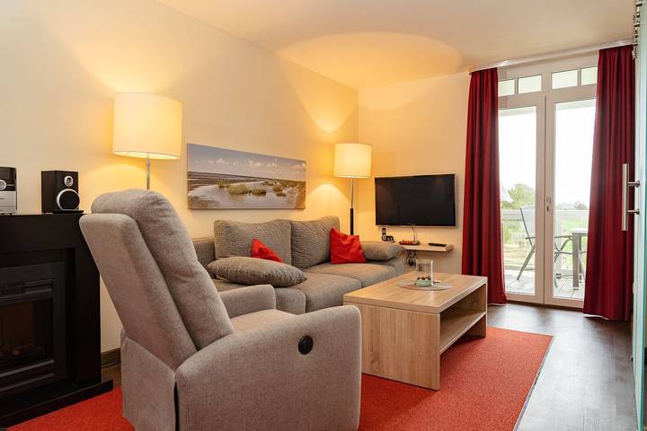 Ferienwohnung für 2 Personen, mit Ausblick und Balkon sowie Sauna, mit Haustier in Wremen