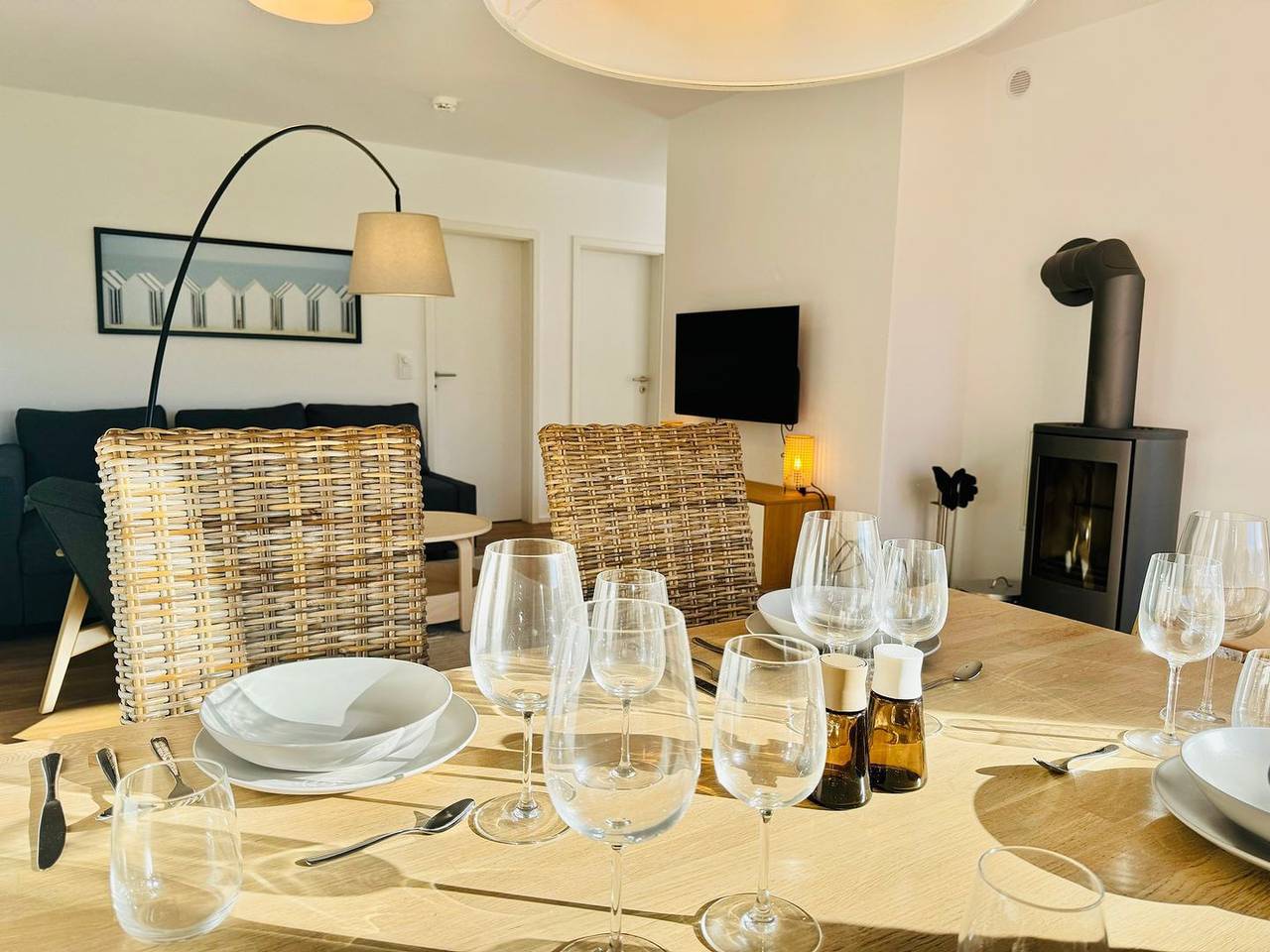 Weidefelderstrandhaus -Terrasse, Kamin, Sauna, Dusche, Waschtrockner, Stellplatz in Olpenitz, Kappeln