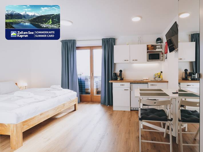 Studio voor 2 personen, met tuin en uitzicht op het meer in Zell am See