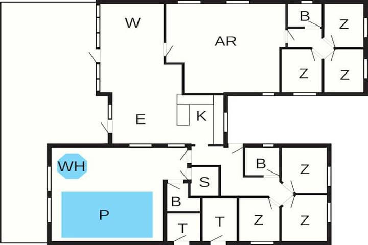 Ferienhaus für 16 Personen, mit Whirlpool und Terrasse sowie Pool und Sauna