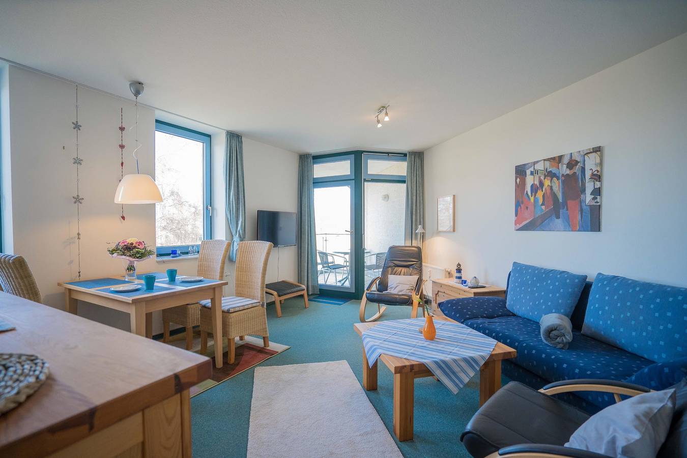 Ganze Ferienwohnung, Inselblume 14 - Blaue Ferienwohnung mit Balkon am Südstrand in Ostfehmarn, Fehmarn
