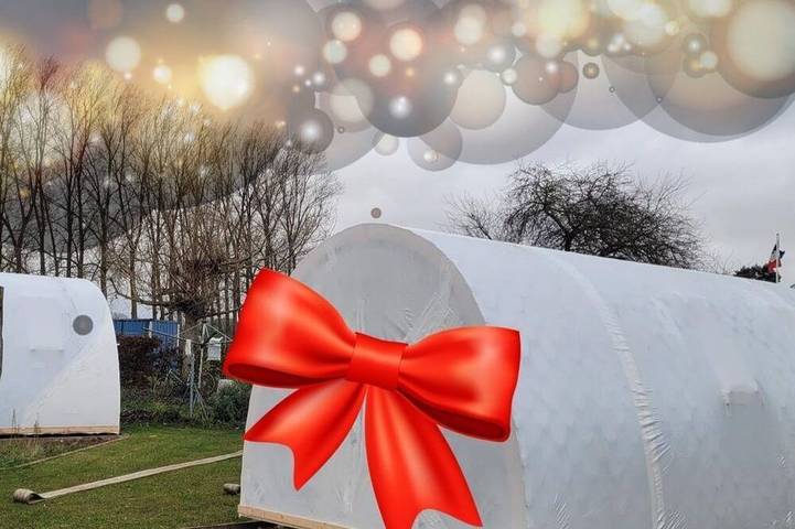 Blockhütte für 2 Personen, mit Garten, mit Haustier am Salzhaff