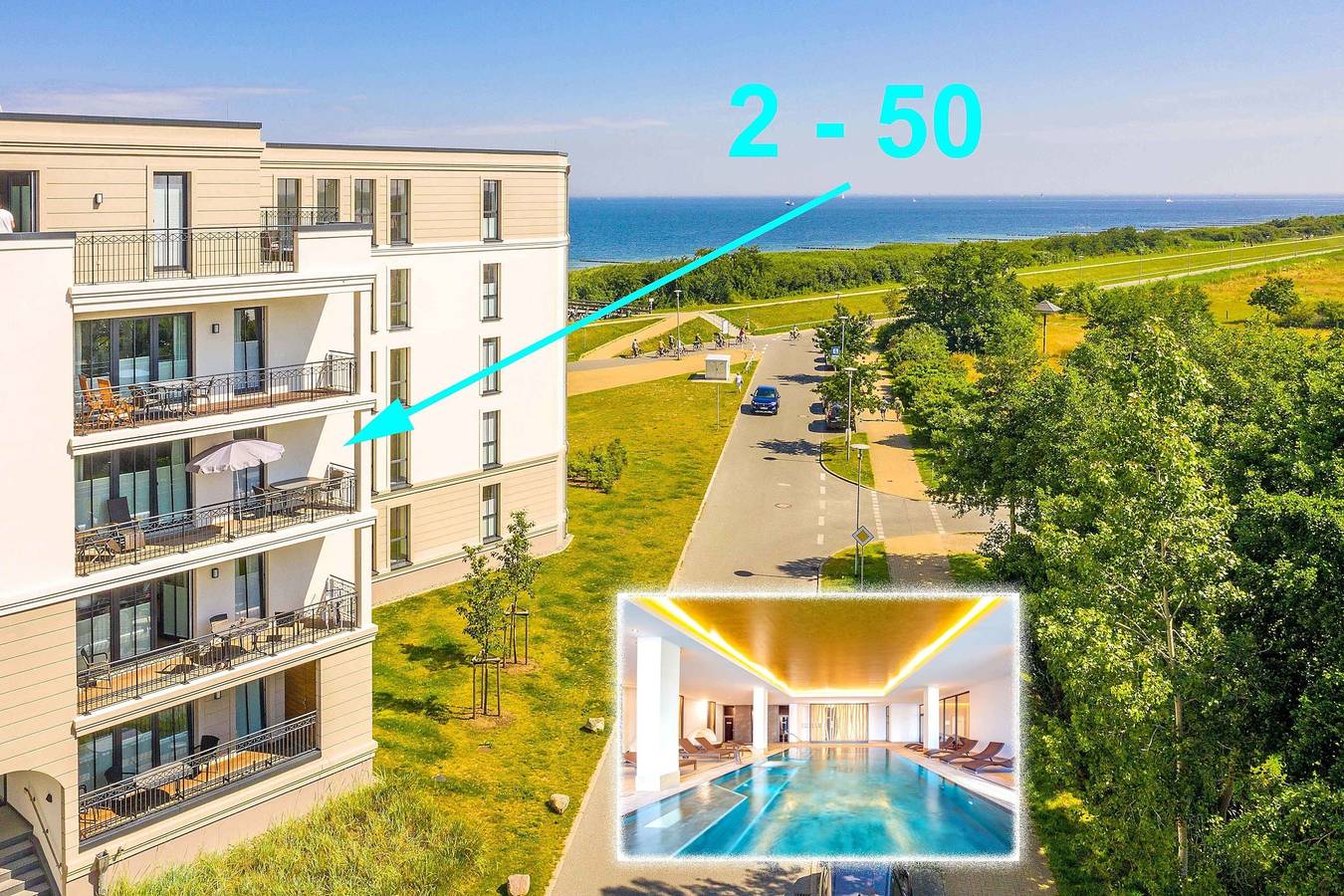 Ganze Wohnung, Ferienwohnung 'Waterkant 2-50' mit Meerblick, Balkon und Wlan in Börgerende, Börgerende-Rethwisch