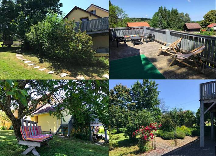 Appartement de vacances pour 4 personnes, avec jardin ainsi que bassin pour enfant et vue
