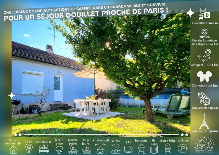Maison de vacances pour 6 personnes, avec Balcon et Terrasse ainsi que Jardin et Piscine
