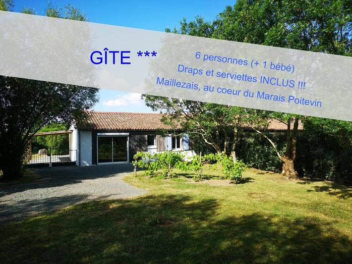 Location de vacances pour 6 personnes, avec Terrasse et Jardin à Maillezais