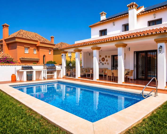 Chalet para 8 personas, con Balcón y Jacuzzi además de Terraza y Jardín en Fuengirola