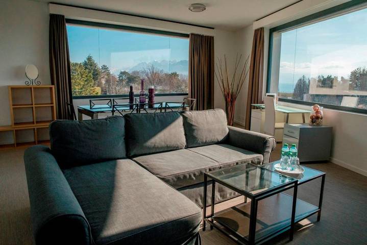 Appart’hôtel pour 2 personnes, avec Terrasse ainsi que Jardin et Sauna