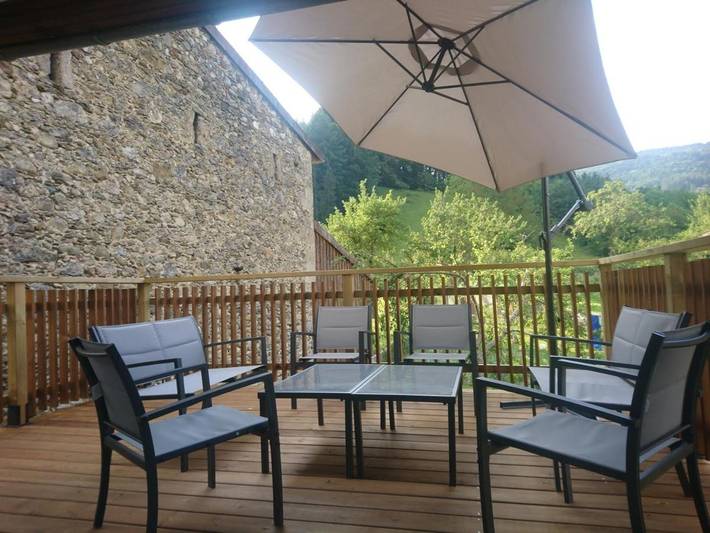 Maison de vacances pour 4 personnes, avec Balcon ainsi que Terrasse et Vue à Fougax-et-Barrineuf