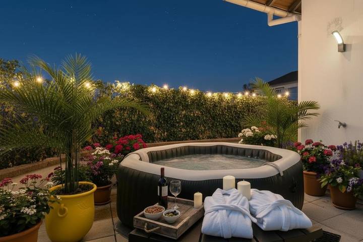 Gîte pour 4 personnes, avec Balcon et Jacuzzi ainsi que Terrasse et Vue à Mittelhausbergen