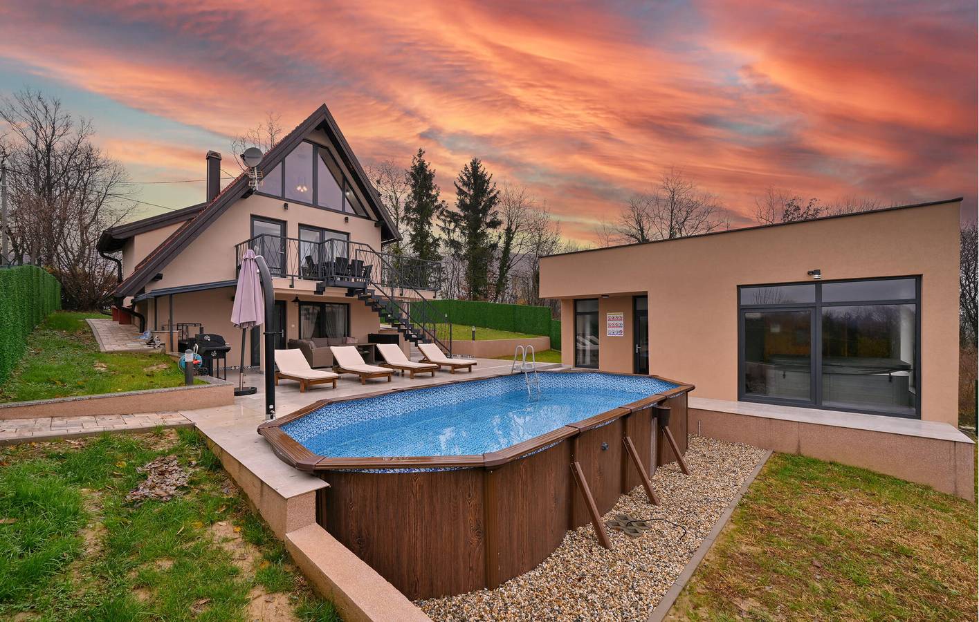 Geräumige 90 m² große Wohnung mit Pool, Terrasse und Grill in Kapela, Bjelovar-Bilogora