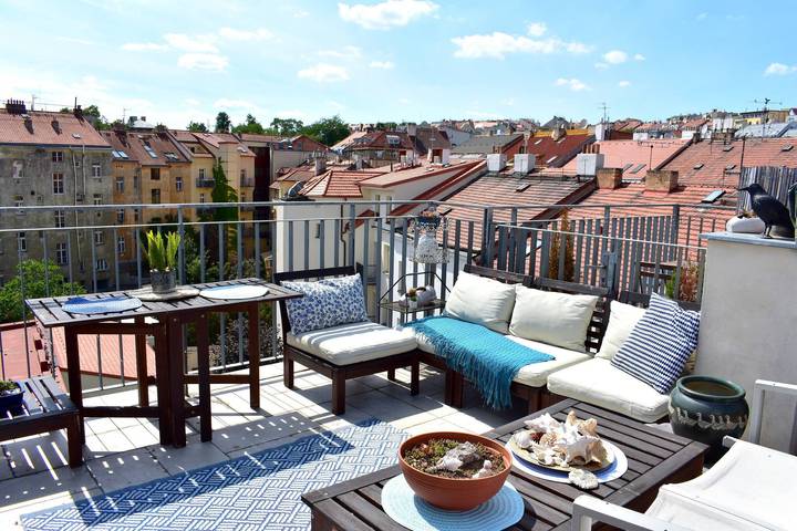 Ganze Wohnung, Dachterrassen-Loftwohnung, Heimkino in Prag, Mittelböhmen